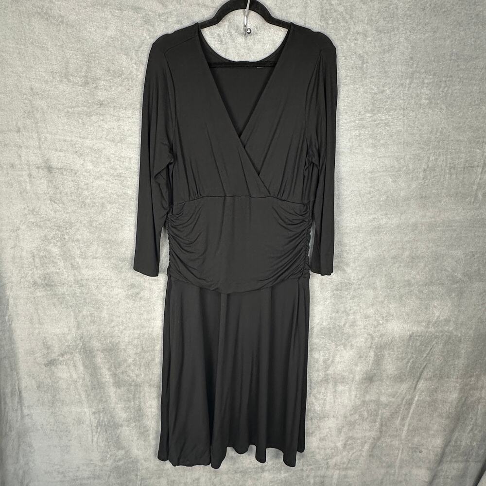 Betabrand Dress Womens XXL Black Silk Stretch Neutral Minimalist Career Travel